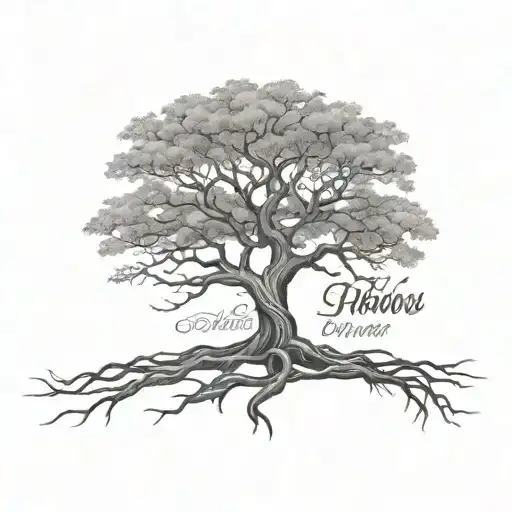 Tree With Roots And Branches With Name Written Inside