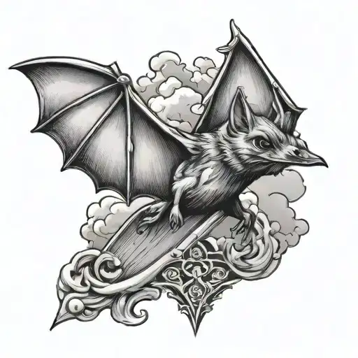 Traditional Bat Flying