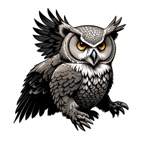 Bear And Owl Spread Wings