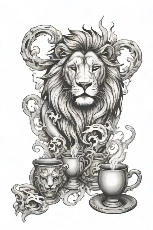 Lion Rise From The Ashes With Wife And Cups No Skull And Not Scary