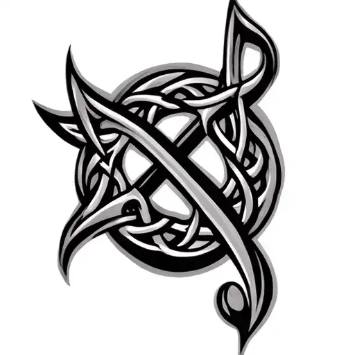 A Music Stave And Celtic Irish Tribal Symbols