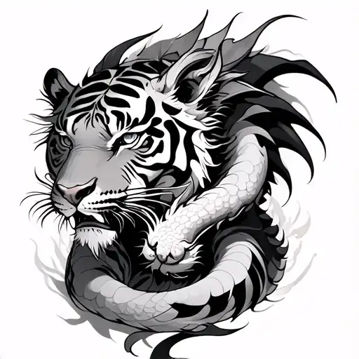 A Dragon Embracing A Tiger
