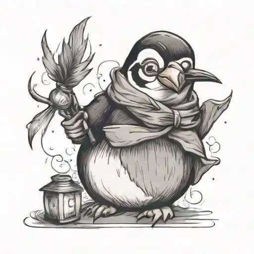 Harry Potter Themed Penguin Holding A Wand