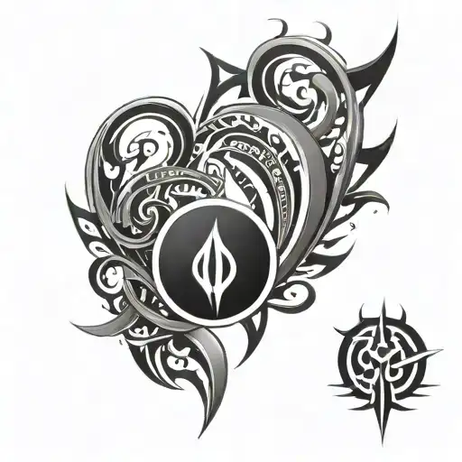 Tribal Cyber Sigilism Tatoo That Forms An Omega Symbol Dropping Down