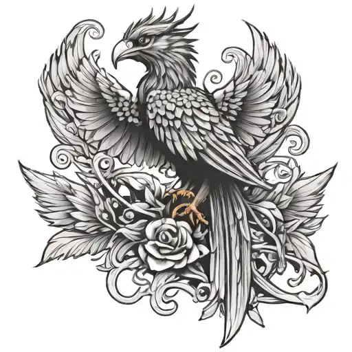 Phoenix And Sword Surrounded