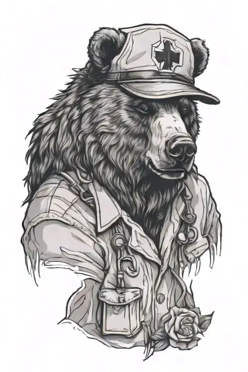 Hero Nurse Wearing Grizzly Bear Head