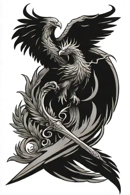 Phoenix And Sword Emerging