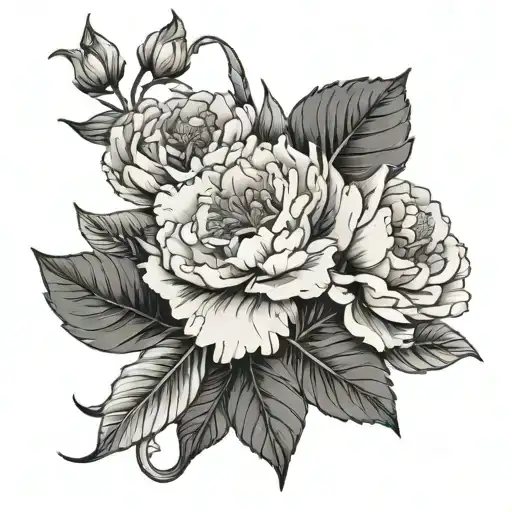 Snake Peonies With Leaves