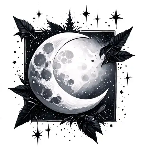 Lines Sparkles And A Moon