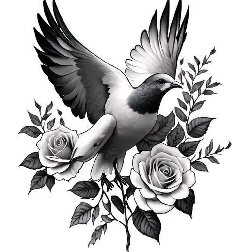 Dove With Roses