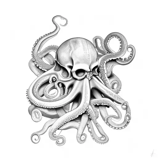 Octopus Inside A Skull