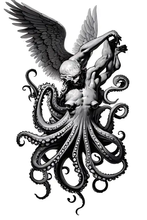 Octopus And Angels Fighting Demons