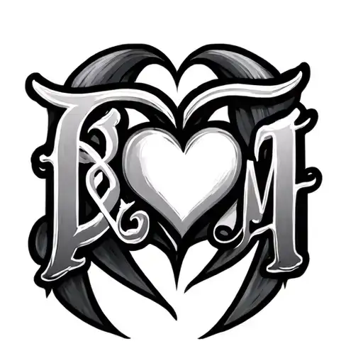 B&m Letters With Heart Symbolizing Love Heart