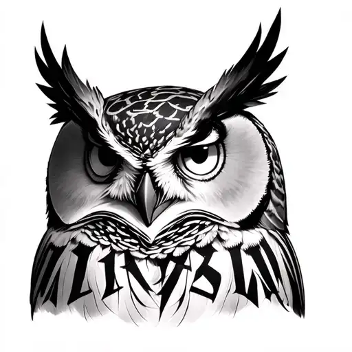 A Half Owl Looking Forward With The Face And A Roman Numeral Dte