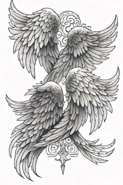 Set Of Angel Wings On The Shoulders And Back