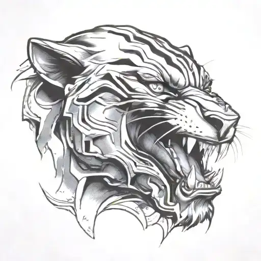 Black Panther Head Showing Teeth