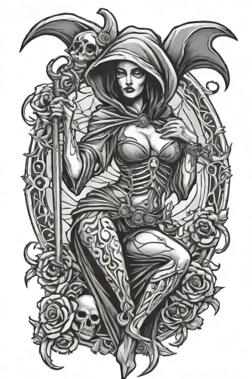 Female Grim Reaper Pinup Sexy Woman Full Body
