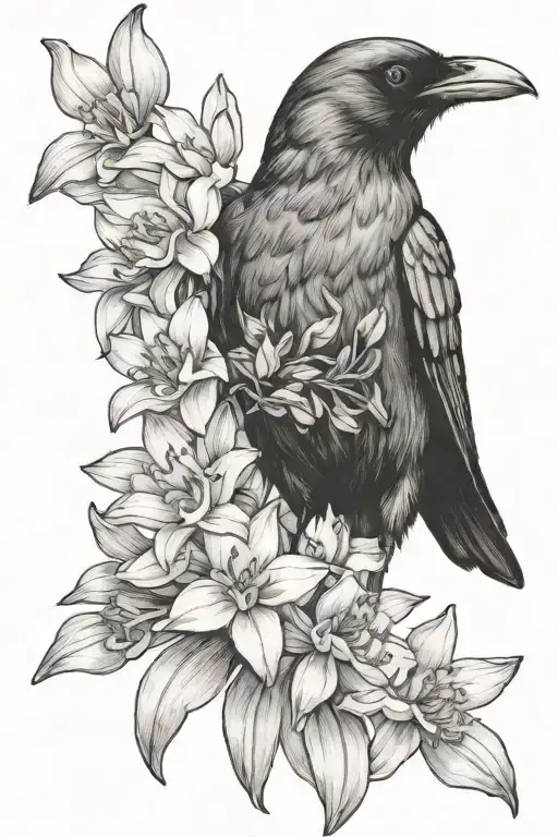 Crow With Daffodils Sprouting