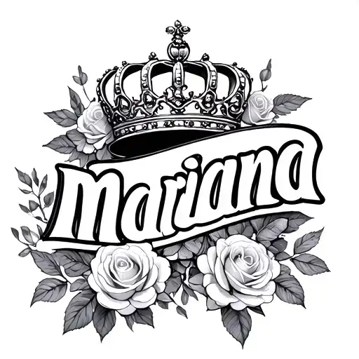 The Name Mariana With A Crown And Roses Blooming Around The Name
