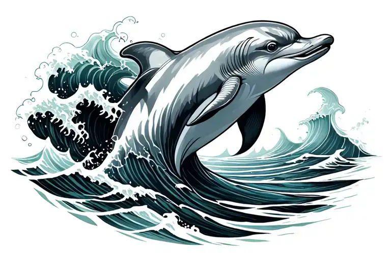 Dolphin And Wave