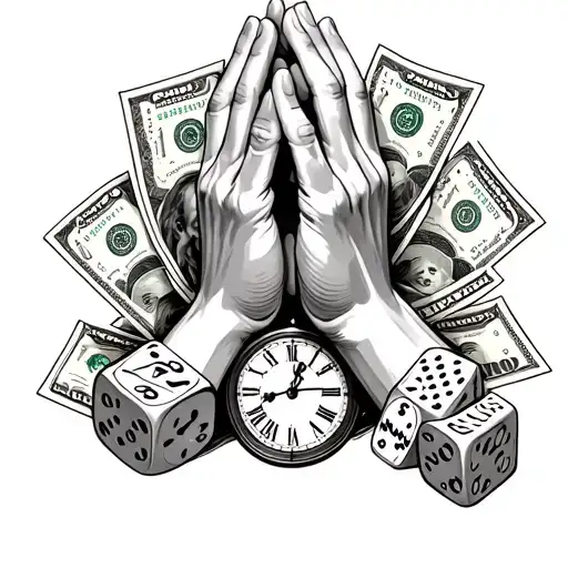 Praying Hands Clock Dice Money I Love Mom Forearm Sleeve Tat Idea