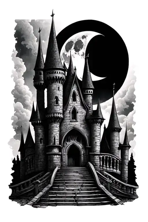 Gothic Castle With A Moon