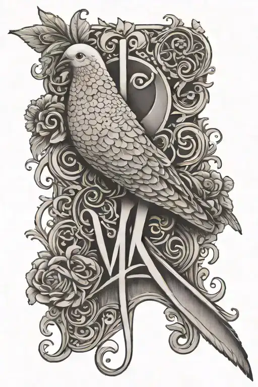 The Word Yhwh Name Down The Spine With A Dove Sitting On The Y