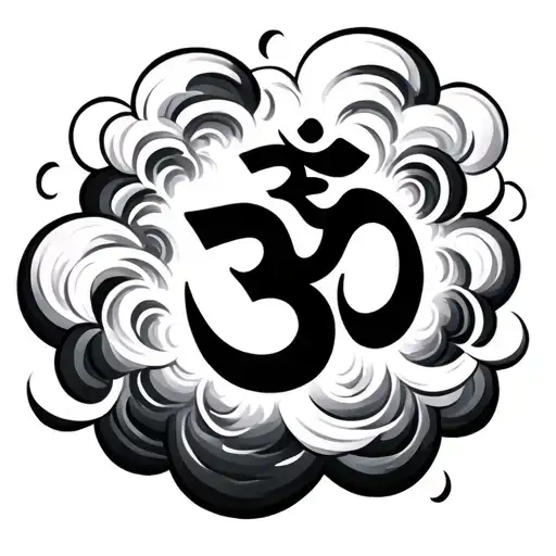 Black Japanese Clouds With Om Symbol