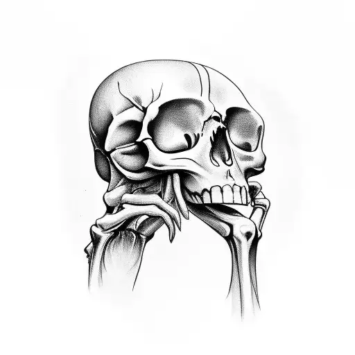 Skeletons Body With His Arm Scratching His Skull