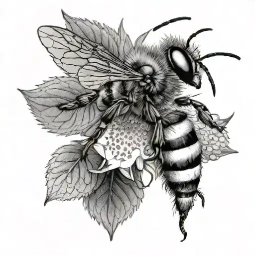 Realistic Bee On Strawberry Flower