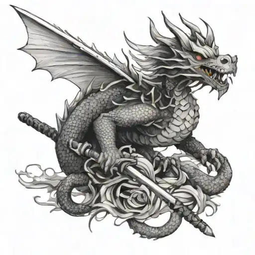 Dragon With Katana