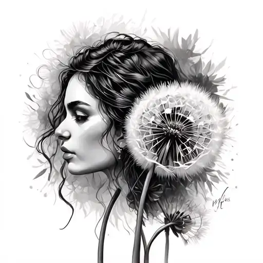 Dandelion Flower And Liberated Woman