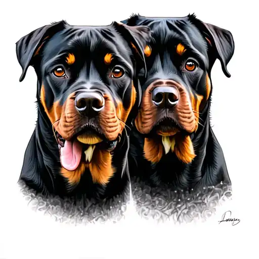 2 Rottweiler Of 6 Years And 9 Black And White Azns
