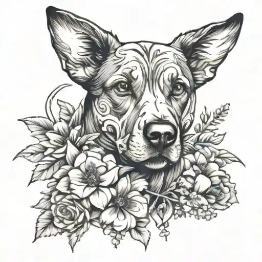 Dog With Flowers Intertwined