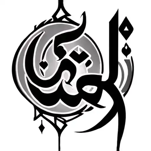 A Full Back Arabic Tattoo Design Featuring Iconic Symbols