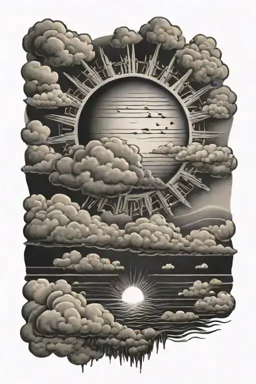 Clouds And Sun Setting