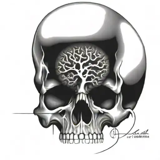 Skull Hidden Inside Anatomical Brain
