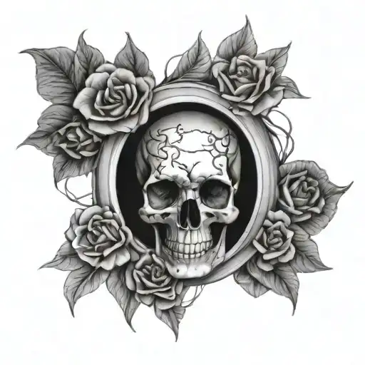 Skull Hidden Within Design Brain