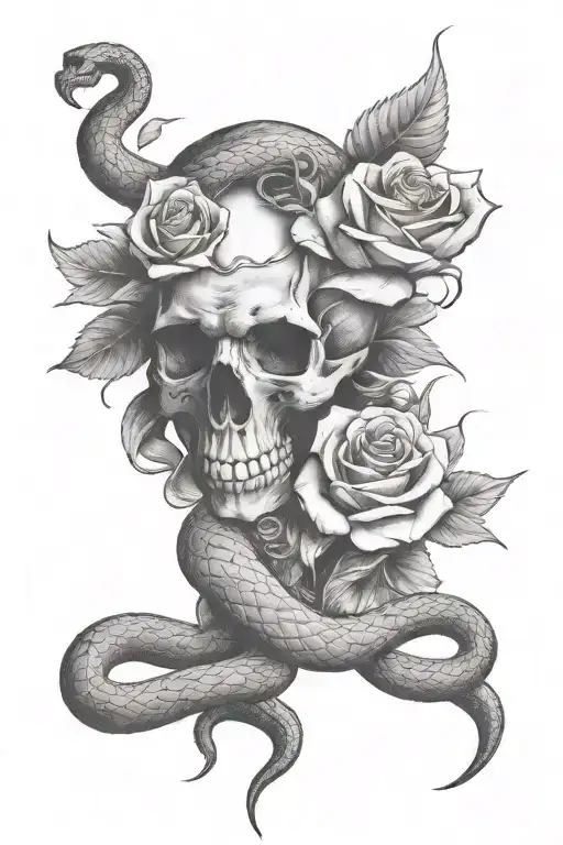 Skull Angel Roses Snakes