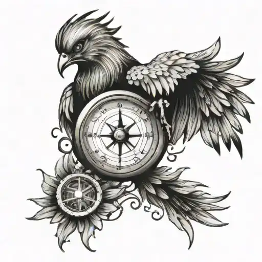 Phoenix Bird Holding A Compass