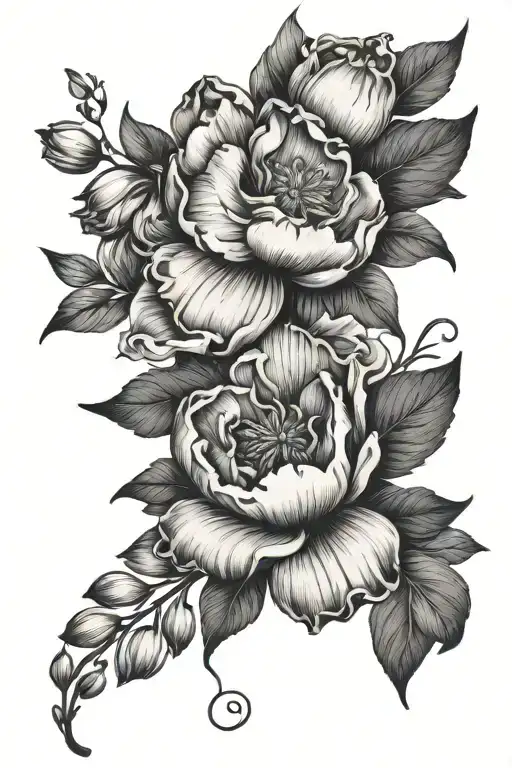 Birth Month Flowers Down Top Of Arm Sleeve