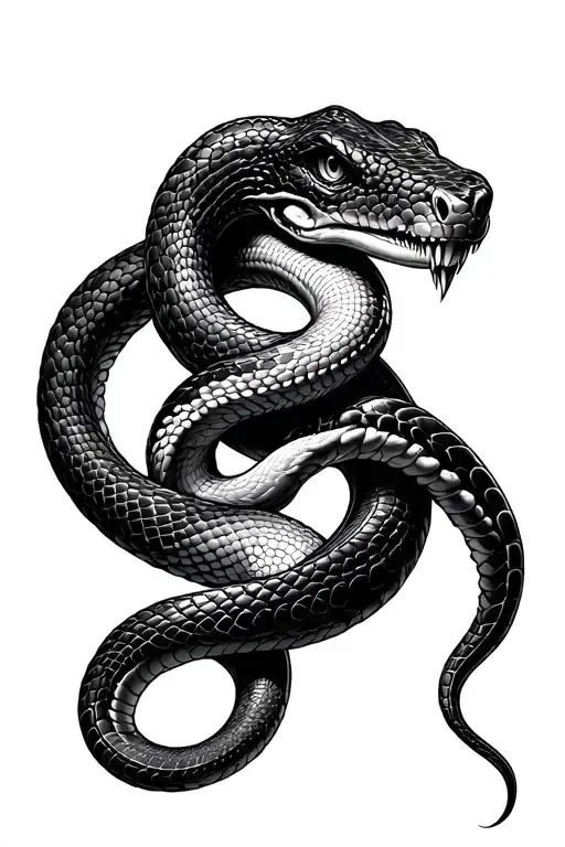 Snake Wrapped Round Foram And The Snake Head On The Hand