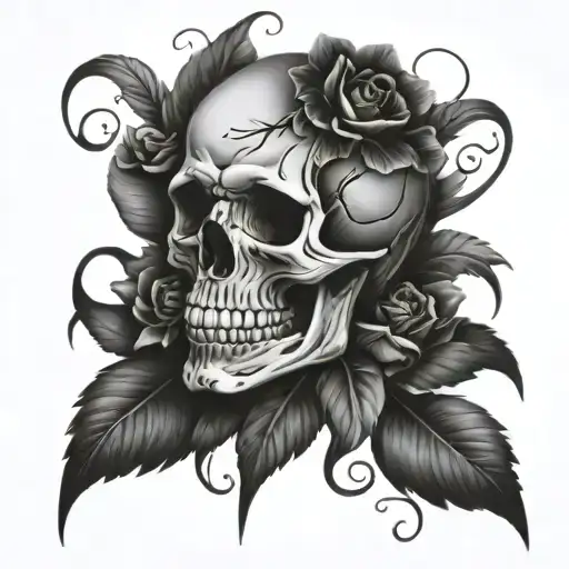 Skull And Flowers