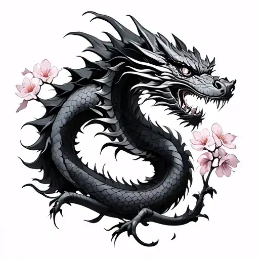 Dragon With Cherry Blossom
