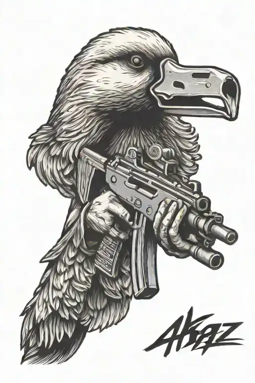 Goose Holding Ak47 Gun