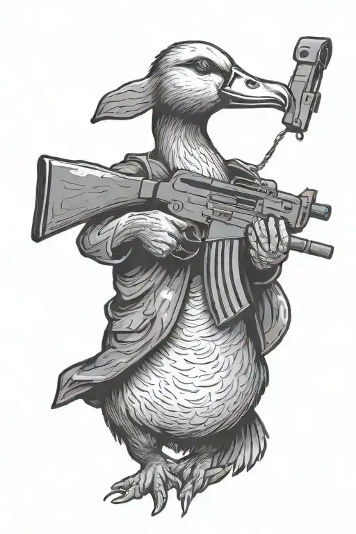 Goose Holding Ak47 Gun