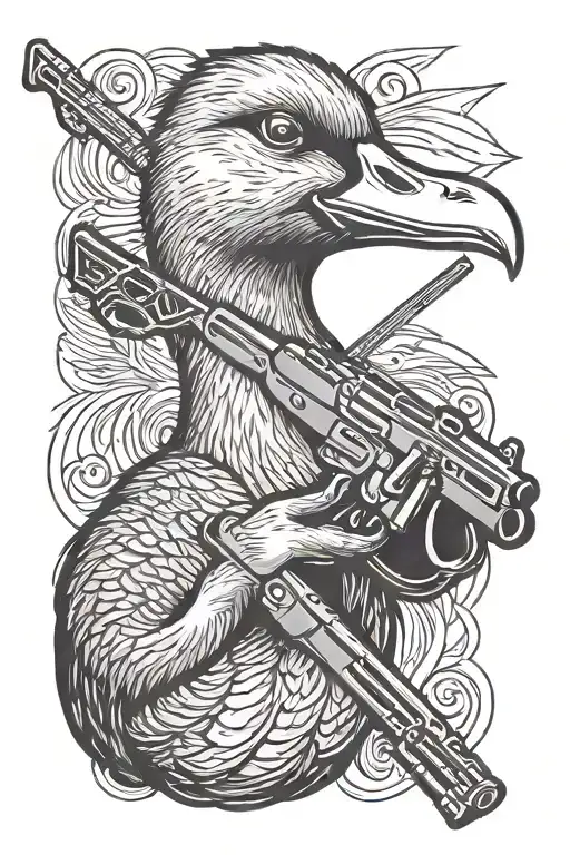 Goose Holding Ak47 Gun