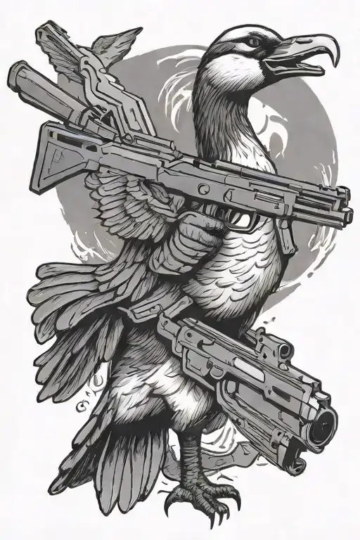 Goose Holding Ak47 Gun