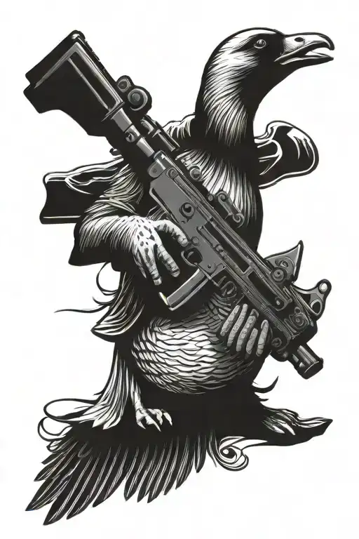 Goose Holding Ak47 Gun