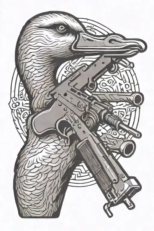 Goose Holding Ak47 Gun
